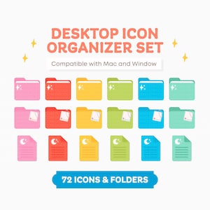 Pastel Desktop Folder Icons - Cute Aesthetic Mac Desktop - PC Folders - Computer Organizer - Mac and Windows Icons - Aesthetic Icons