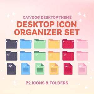 Cute cat dog computer desktop folder icons | Folder Icons for Mac & Window | File Icons | Digital Download | Aesthetic Icons