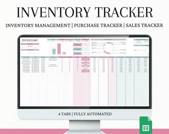 Inventory Tracker for Small Business, Inventory Management with Purchase Tracker and Sales Tracker, Google Sheets Product Inventory Template