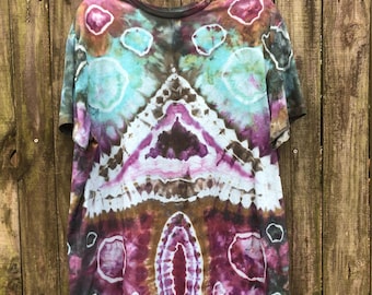 Upcycled Mushroom Tie-Dye T-Shirt - Handmade 2XL
