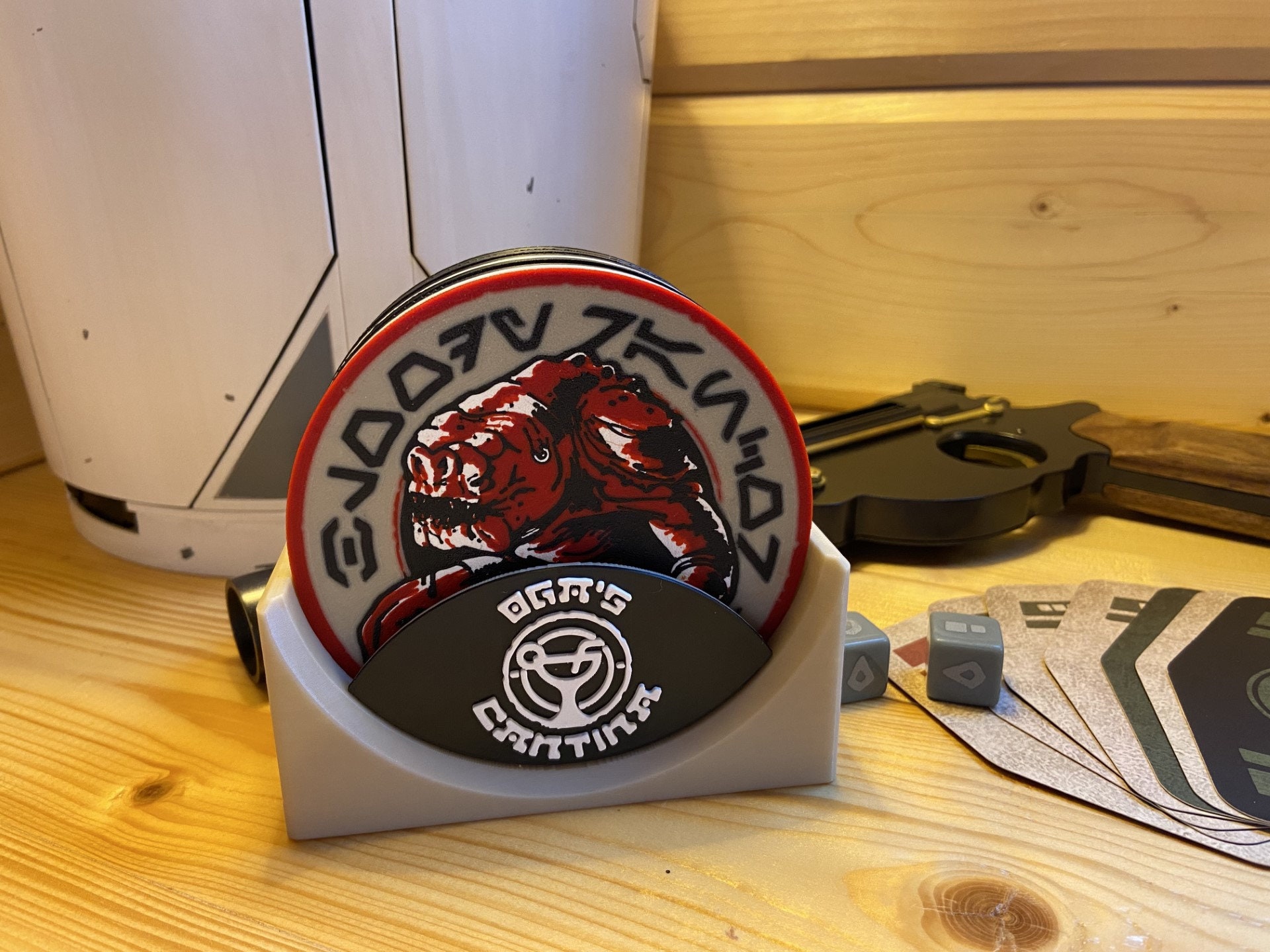Oga's Cantina Coasters and Display Stand Inspired by Star Wars: Galaxy's Edge,  Batuu and the Starcruiser - Set of 6 & Display Stand