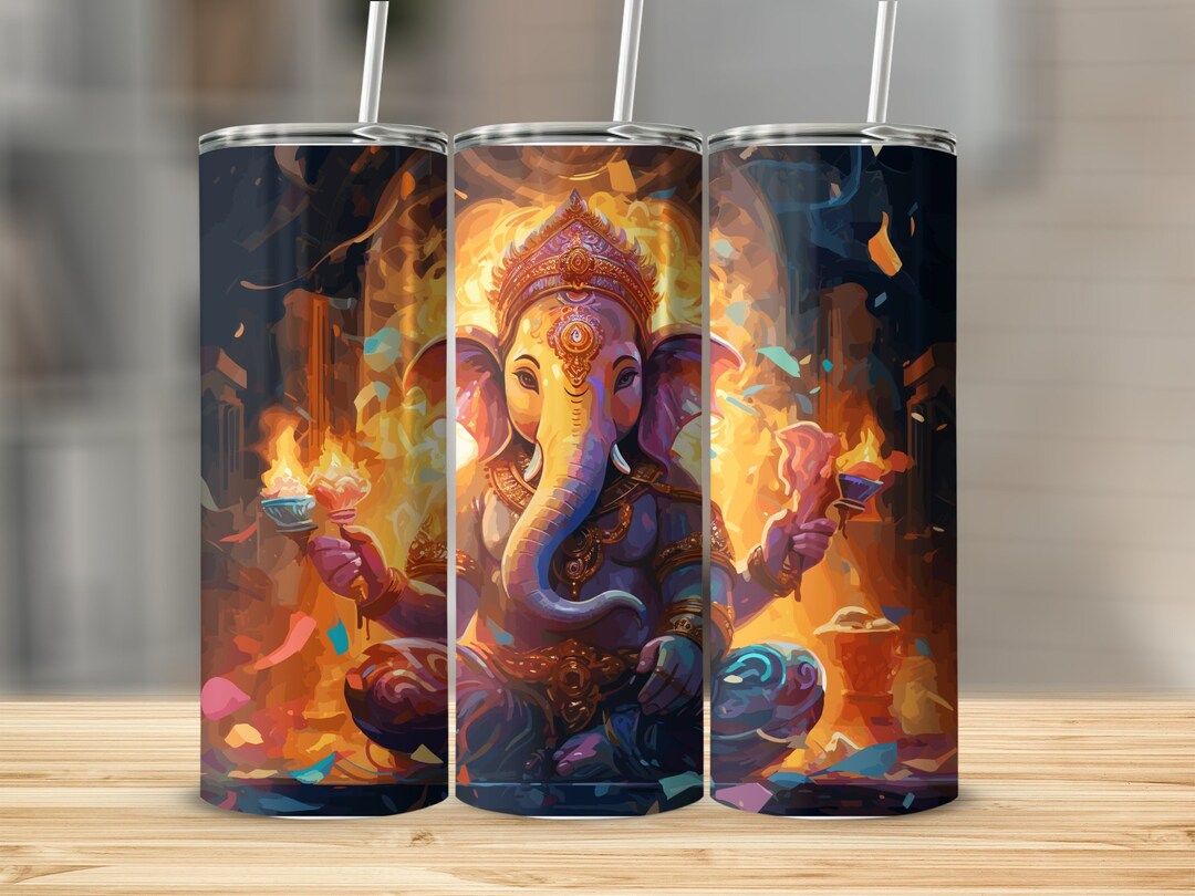 Ganesha Tumbler Wrap, Lord Ganesh Tumbler Designs, Hindi Indian Floral
