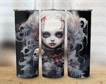 Horror Tumbler Designs, Skull Straight & Tapered Tumbler Wrap PNG, Instant Download Commercial Use