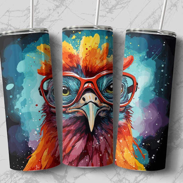 Poulet Tumbler Wrap, Poulet gloussant avec verres Tumbler Designs, Sublimation Designs, 20oz Skinny Tumbler Digital Download