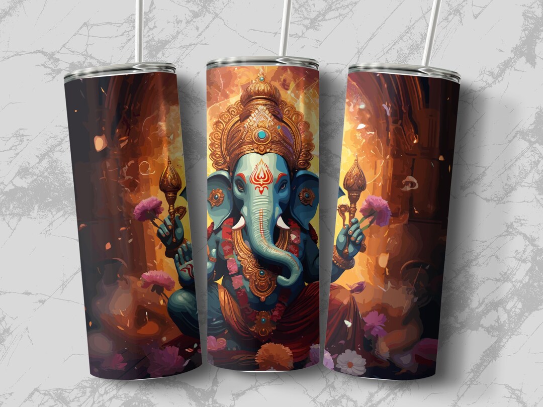 Ganesha Tumbler Wrap, Lord Ganesh Tumbler Designs, Hindi Indian Gold