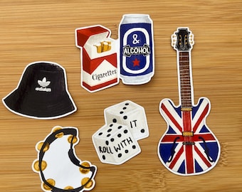 Oasis Themed Stickers - Handmade, Stickers, Journal, Britpop, Music