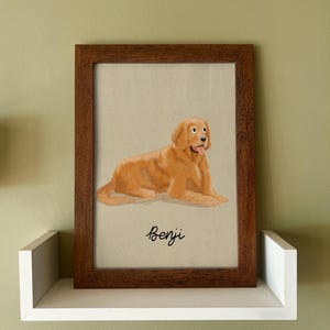 Golden Retriever Personalised Art Print | Pet Portrait Art | Golden Retriever | Pet Illustration | Dog Illustration