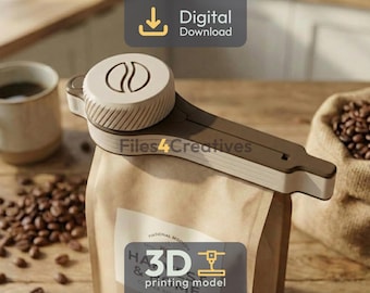 Airtight Food Closure Clip with Screw Cap, Coffee & Snack Packaging Seal - 3D Print STL