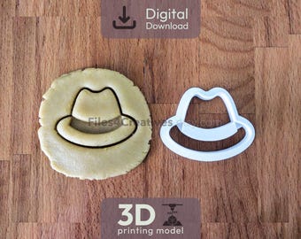Hat Cookie Cutter 3D STL File – Digital Download for 3D Printing – Biscuit Cutter with Embossed Details – 5.7x7.3 cm