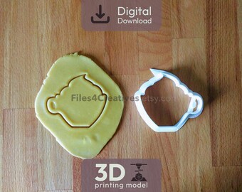 Coffee Cup Cookie Cutter 3D STL File – Digital Download for 3D Printing – Cup with Whipped Cream Biscuit Cutter – 8.6x8 cm