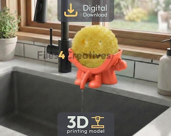 Funny Oversized Sponge Holder STL – Playful Character Sink Organizer Drip Drain – 3D Print File
