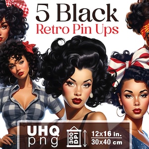 Rockabilly Black Pin up Girls Digital Paper Set Junk Journal