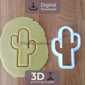 Cactus Cookie Cutter 3D STL File – Digital Download for 3D Printing – Biscuit Cutter – 6.4x9.5 cm