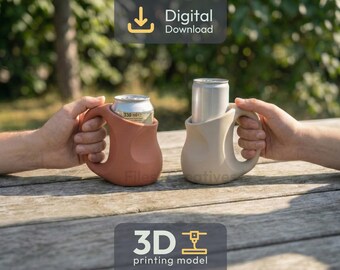 Can Mug Holder STL | Ergonomic Can Handle | 2 Sizes Standard & Slim | 3D Print File
