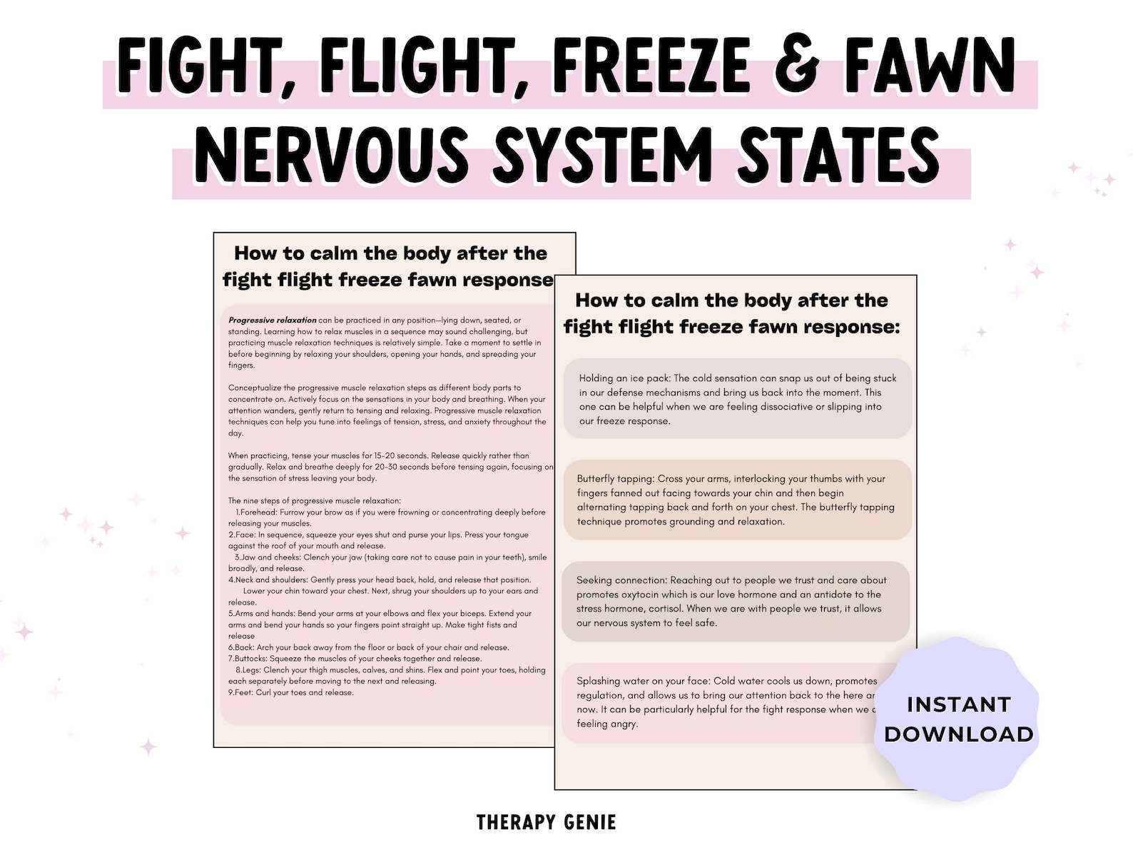 Nervous System States Fight Flight Freeze and Fawn Educational Instant ...