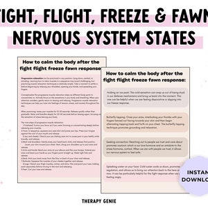 Nervous System States Fight Flight Freeze and Fawn Educational Instant ...