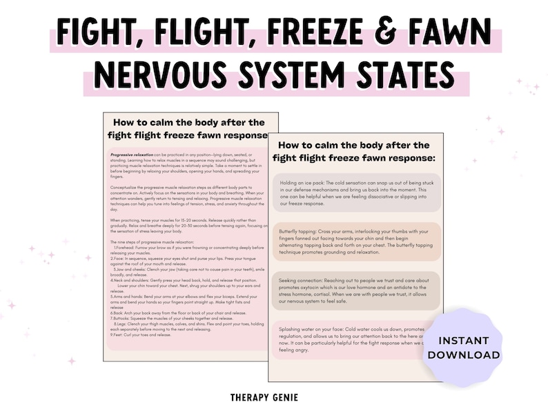 Nervous System States Fight Flight Freeze and Fawn Educational Instant ...