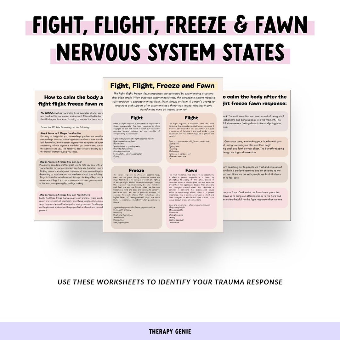 Nervous System States Fight Flight Freeze and Fawn Educational Instant ...
