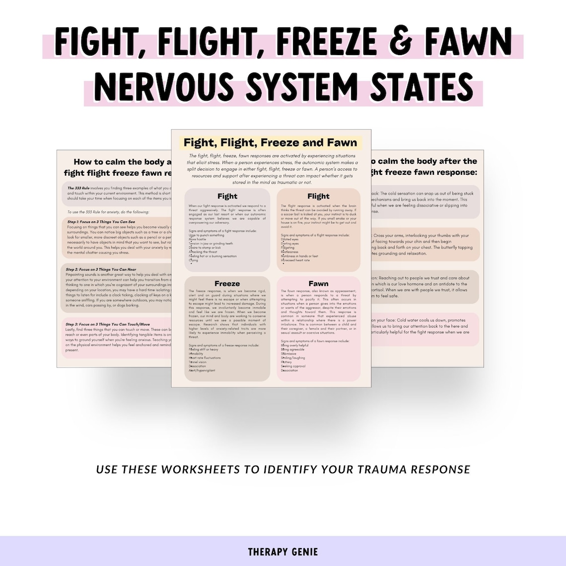 Nervous System States Fight Flight Freeze and Fawn Educational Instant ...
