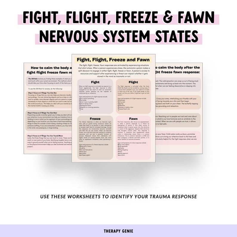 Nervous System States Fight Flight Freeze and Fawn Educational Instant ...
