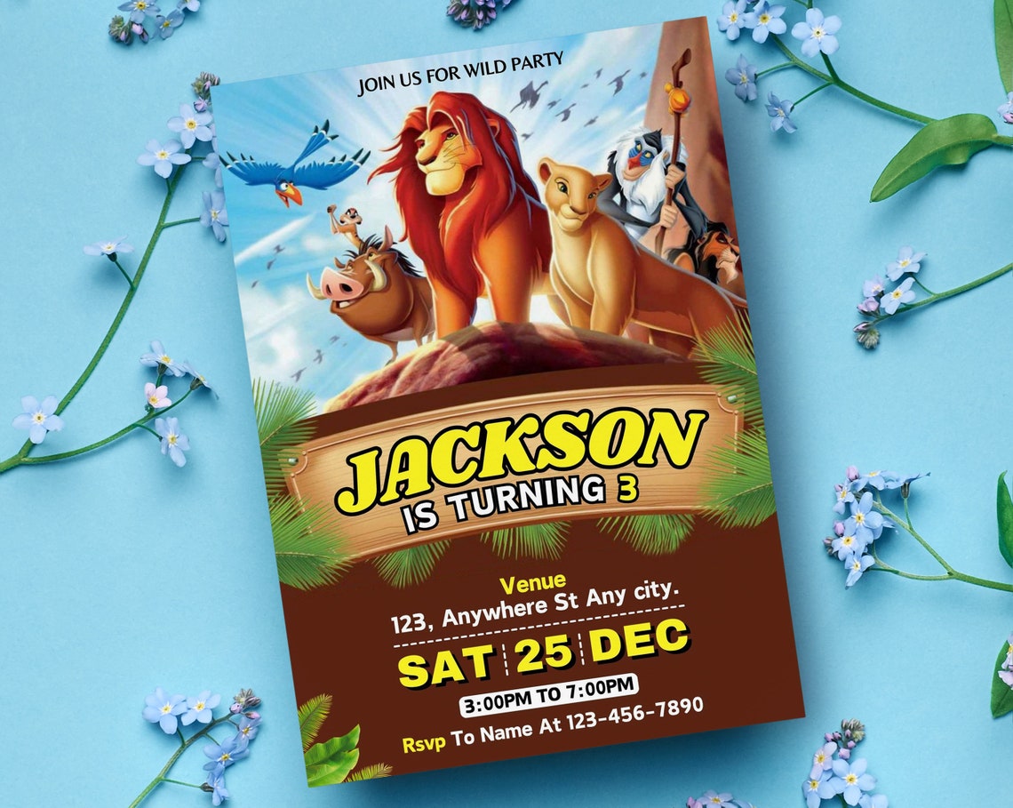 Editable Lion King Birthday Invitation Lion King Party Invitation ...