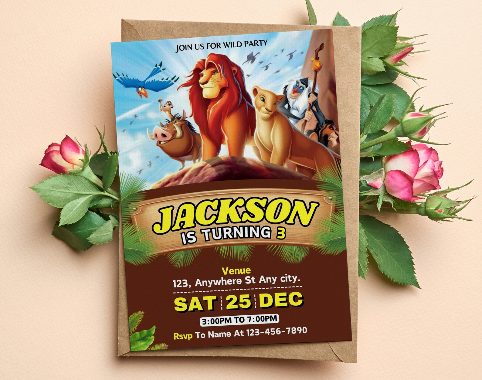 Editable Lion King Birthday Invitation Lion King Party Invitation