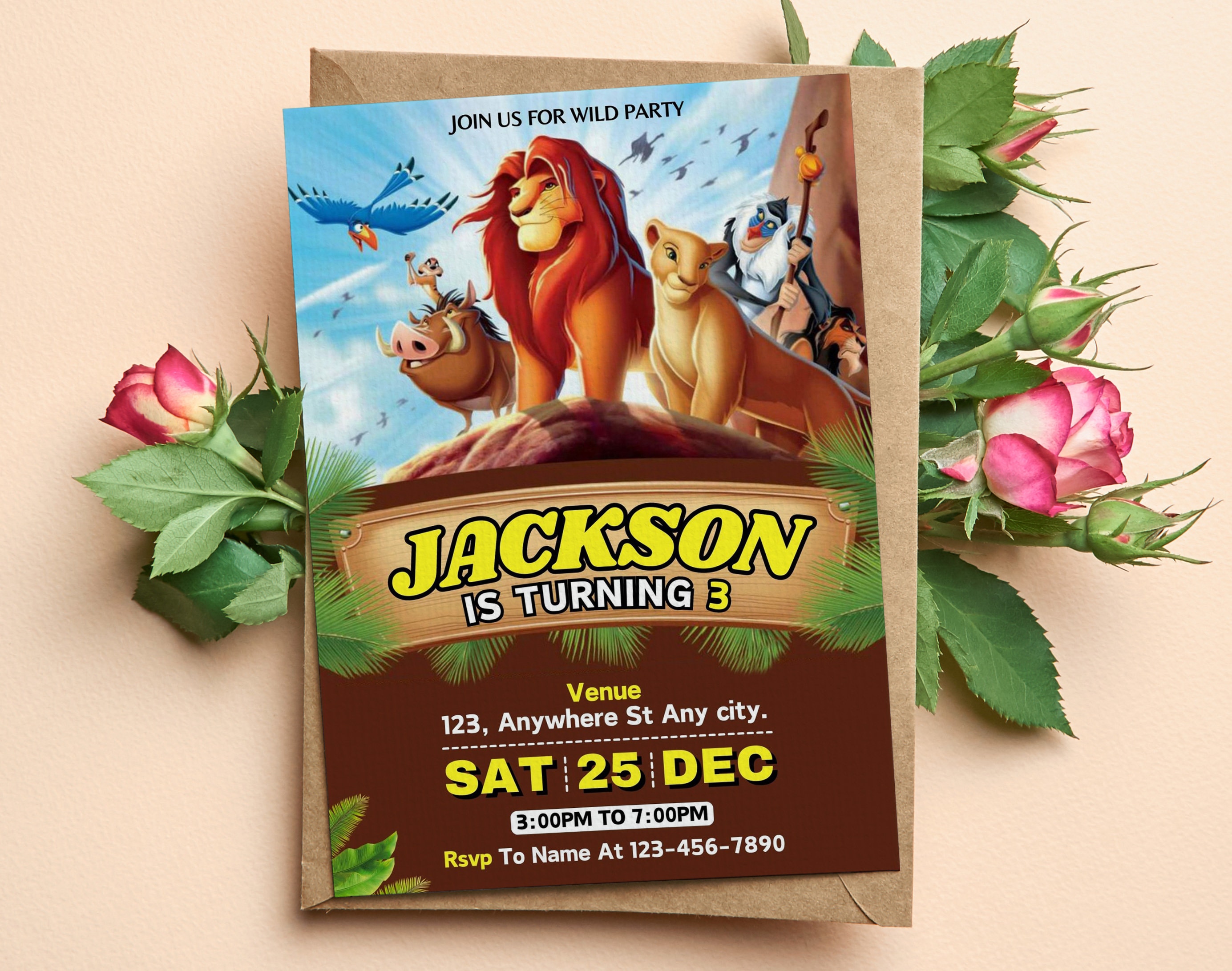 Editable Lion King Birthday Invitation Lion King Party Invitation ...