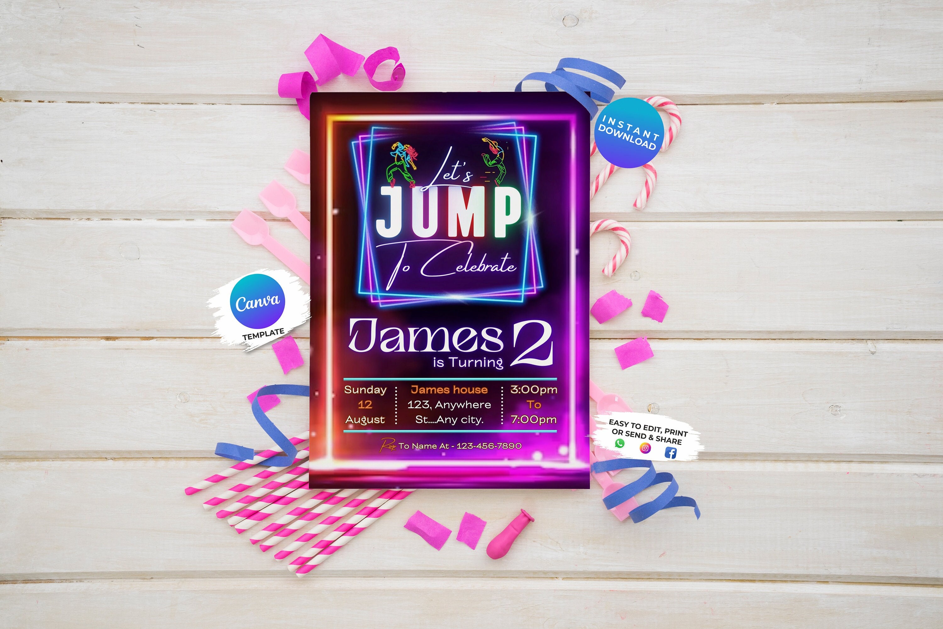 Editable Dance Theme Birthday Invitation Dance Party Invitation Template Editable Printable ...