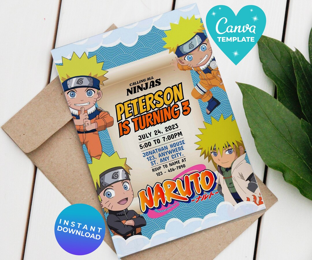 Editable Manga Anime Birthday Invitation Boys Manga Party Invitation ...