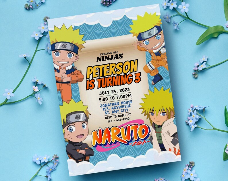 Editable Manga Anime Birthday Invitation Boys Manga Party Invitation ...