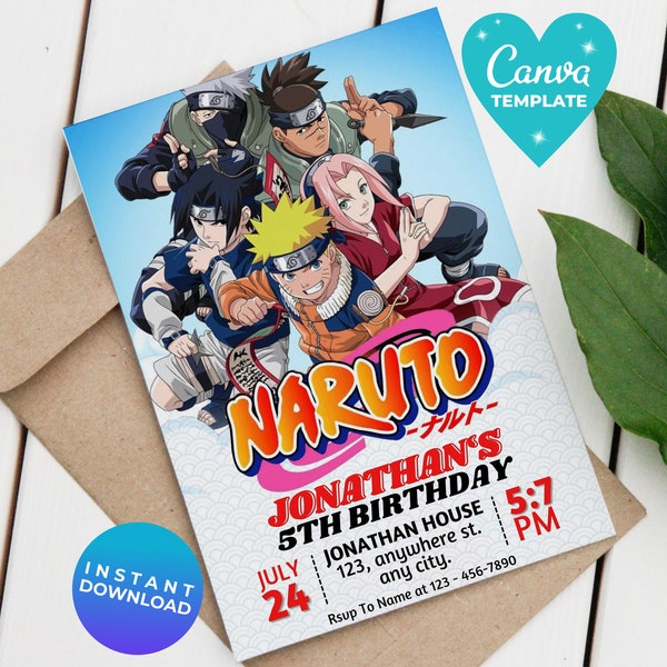 Editable Manga Anime Birthday Invitation | Boys Manga Party invitation | Template Editable | Printable Invite | Canva Template