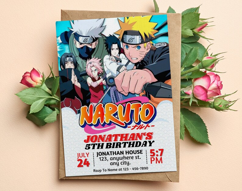 Editable Manga Anime Birthday Invitation Boys Manga Party Invitation ...