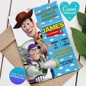 Editable Toy Story Birthday Invitation | Toy Story Party invitation | Template Editable | Printable Invite | Canva Template