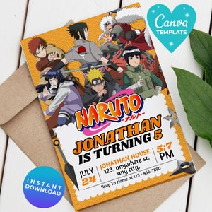 Editable Manga Anime Birthday Invitation Boys Manga Party Invitation ...