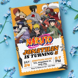Editable Manga Anime Birthday Invitation Boys Manga Party Invitation ...
