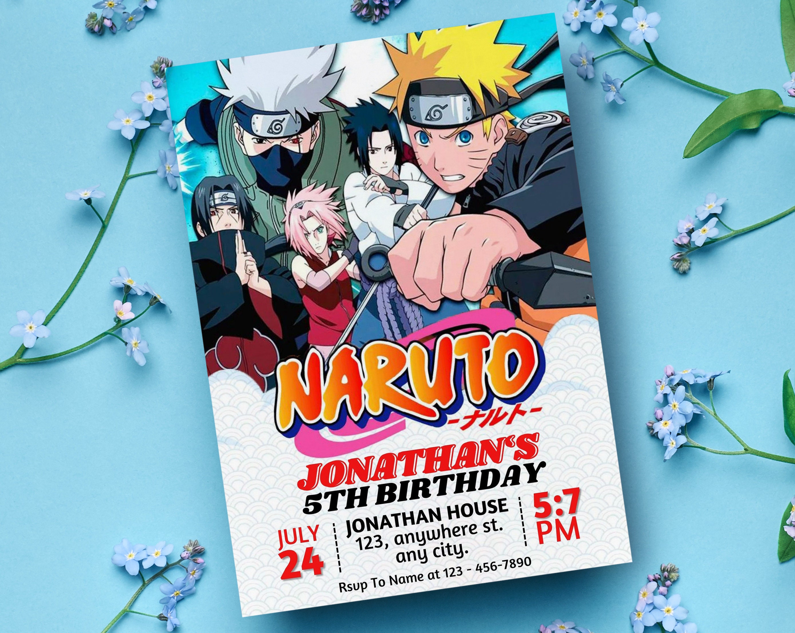 Editable Manga Anime Birthday Invitation Boys Manga Party Invitation ...