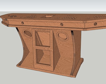 Sofa Arcade 4 players with trackball, CNC milling, DXF plans for 18 mm wooden panels, template