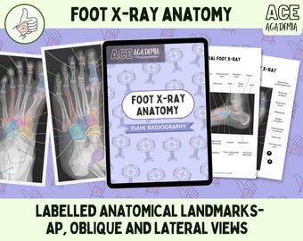 2026 Foot X-ray Anatomy, AP Oblique & Lateral Radiography Study Bundle  for Rad Techs, Radiographers, Radiologists, Doctors, Students