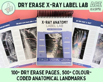 The X-Ray Anatomy Label Lab Dry Erase Workbook, 100+ pagina's röntgenanatomie voor Rad Techs, radiografen, radiologen, duurzame kwaliteit