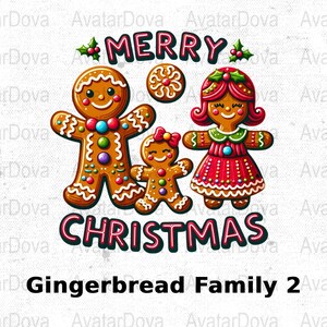 PNG Gingerbread Family 2 Digital Papers, Articoli di carta natalizi, Confezione di carta per uso personale, Regalo di Natale con carte digitali