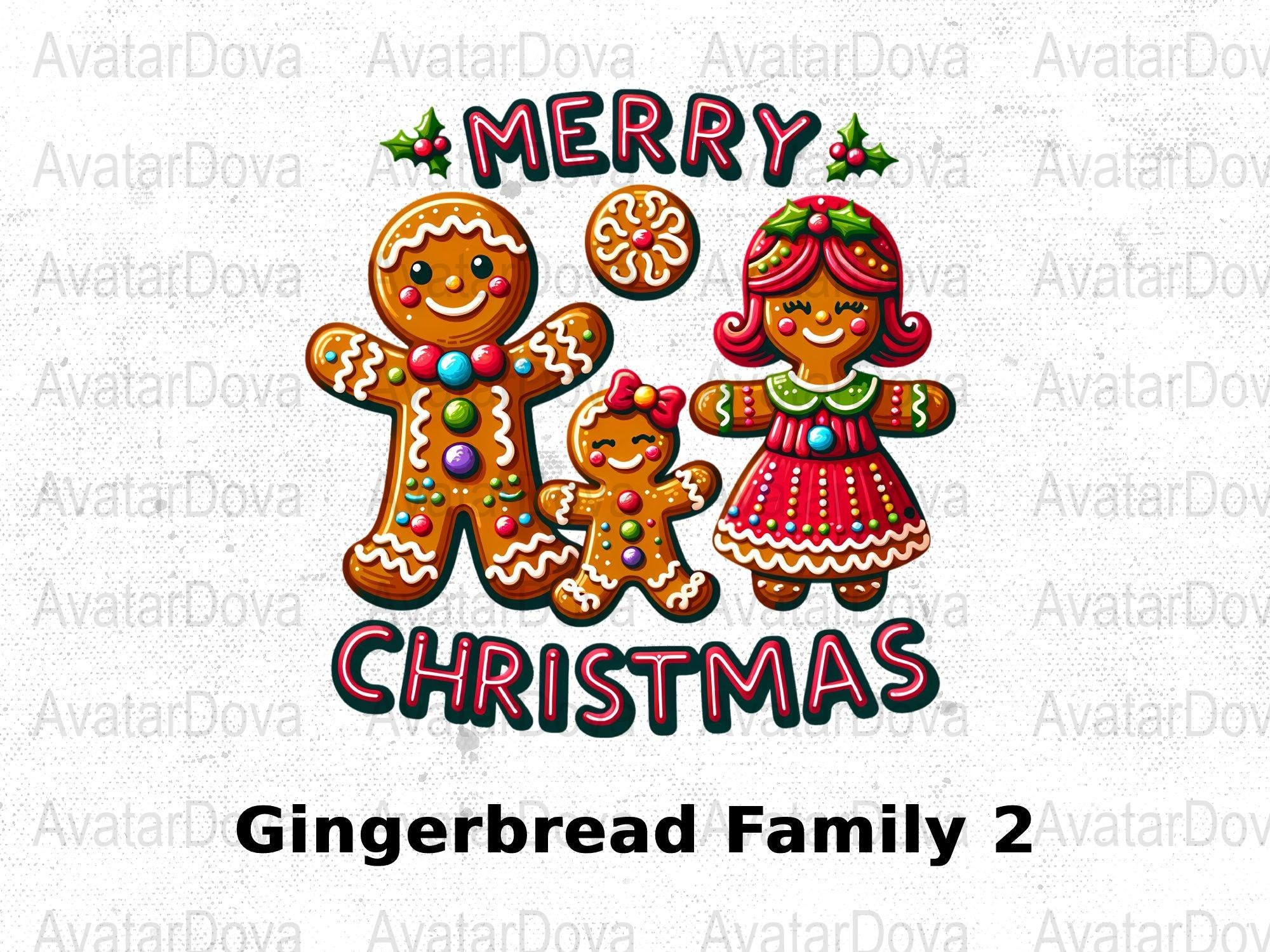 PNG Gingerbread Family 2 Digital Papers, Christmas Paper Goods, Personal Use Paper Pack, Digital Papers Christmas Gift