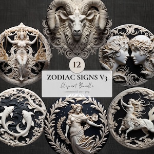 Sternzeichen v3 Clipart Bundle | 12 PNG | Digitaler Download | Kommerzielle Nutzung | Sublimation