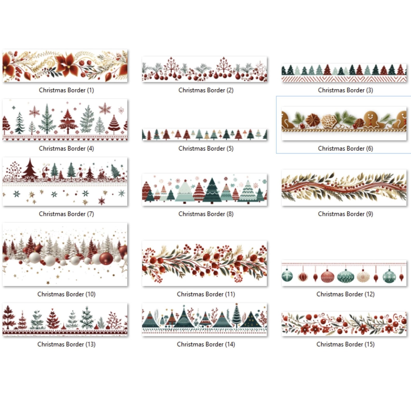 Christmas Borders Clipart Bundle: Festive PNG Seamless Patterns ...