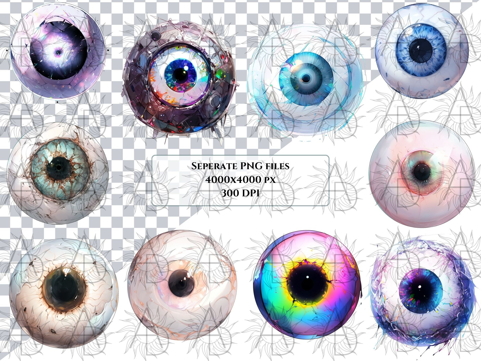 Eyeballs Clipart Bundle Eyeball Wall Art