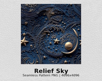 Relief Sky Seamless Pattern: Celestial PNG Print (Digital Download)