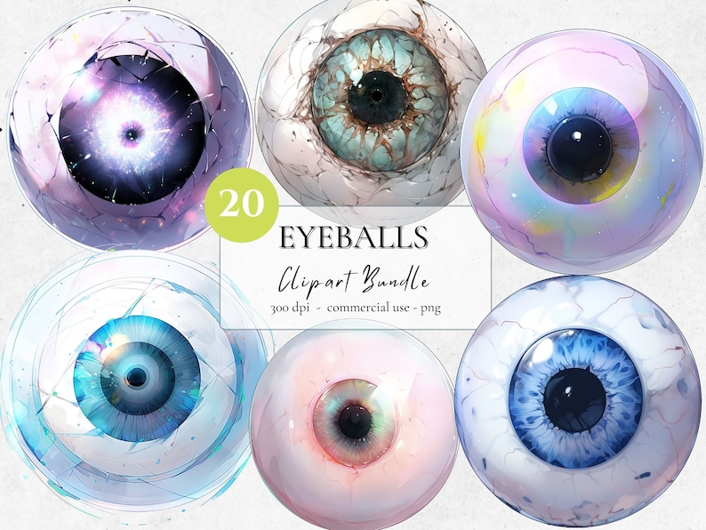Eyeballs Clipart Bundle Eyeball Wall Art Halloween Image Eye Ball ...