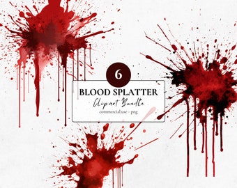 Bloedspatten clipartbundel | Horror Halloween, png (digitale download)