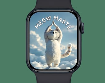 Cute Yoga Cat Watch Face, Funny Mindfulness Smartwatch Download, Watch Face for Cat Lovers, Digital Art, Meditation Art for Smartwatch