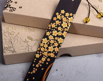 Elegant Wooden Bookmark, Engraved Bookmark, Wooden Bookmark, Ebony Painted Golden Tree Wooden Bookmark, Bookish gift, Stationary, Book gift