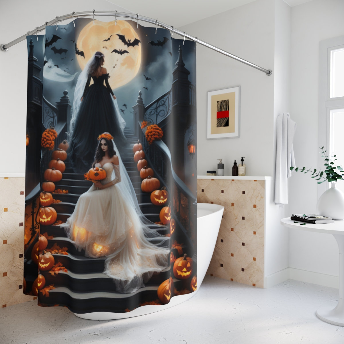  Tab Top Window Curtain,Happy Halloween Spiders- Web Black Tier  Curtains Panels Kitchen Valance 2 Drapes,Black White Pumpkin Ghost Face  Light Filtering Window Treatment for Bathroom Bedroom Cafe : Home & Kitchen